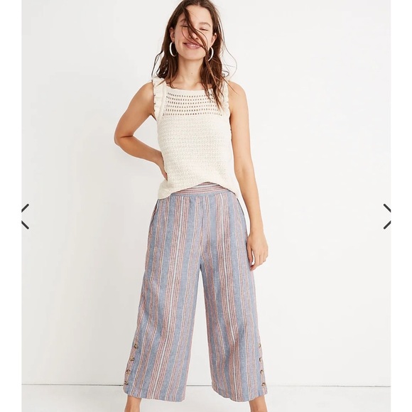 Madewell Pants - Madewell Side-Button Houston Pull-On Crop Pants in Rainbow Stripe | Size S